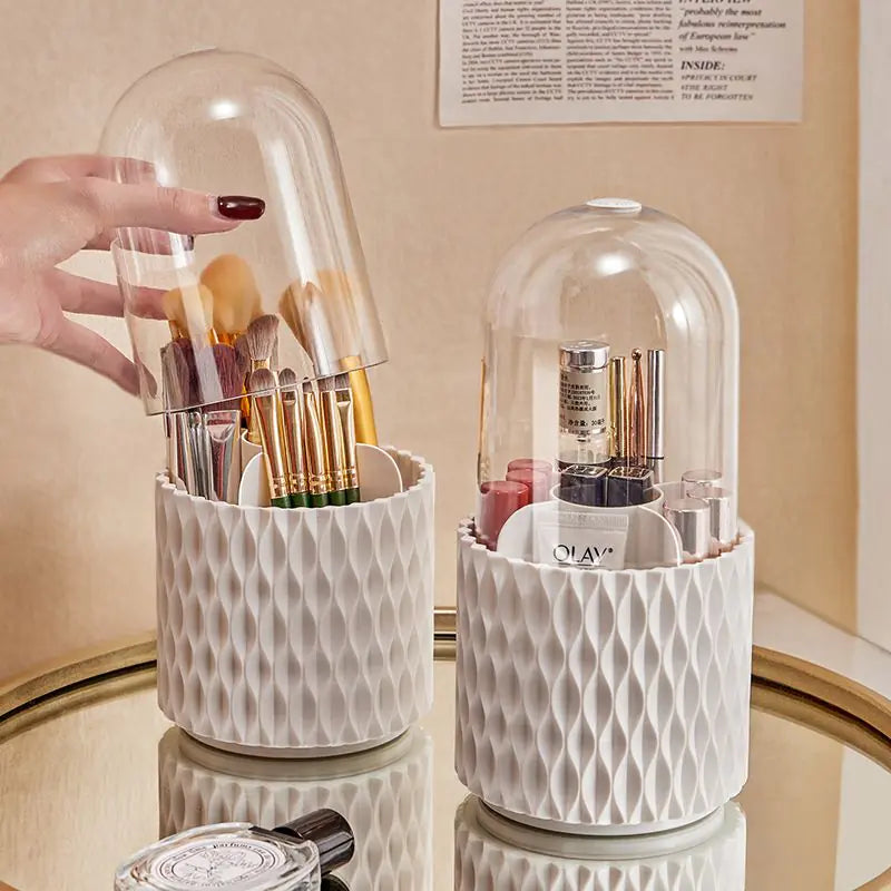 360° Rotating Luxury Brush Barrel Makeup Brush Storage Box - Elegant Cosmetic Organizer