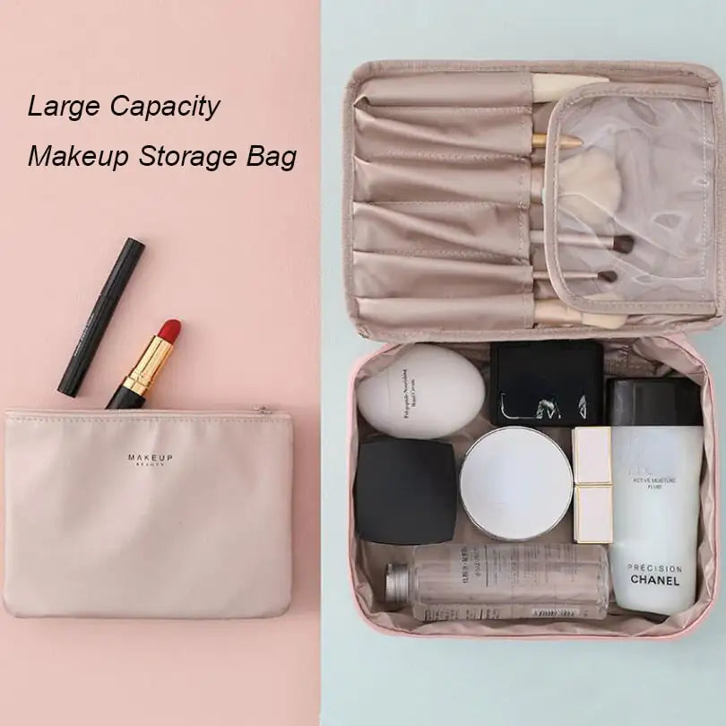 Stylish and Functional Makeup Bag - Durable Nylon Cosmetic Organizer