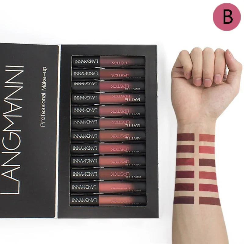 12-Piece Lipstick Set - Long-Lasting and Moisturising Lip Colours