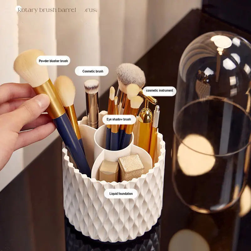 360° Rotating Luxury Brush Barrel Makeup Brush Storage Box - Elegant Cosmetic Organizer