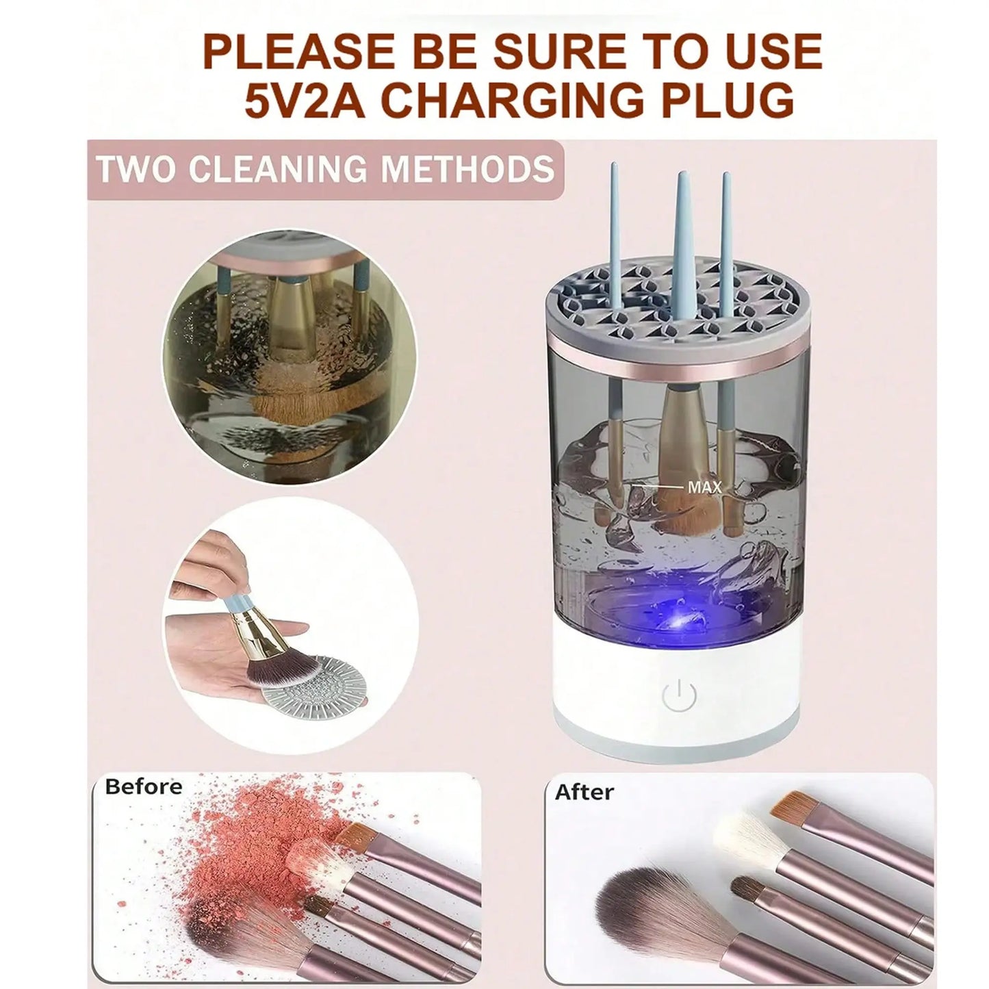 3-in-1 Automatic Makeup Brush Cleaning and Drying Stand - Effortless Brush Care