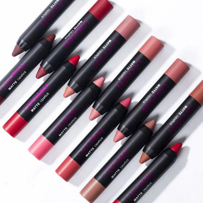 Langmanni 12-Pieces Sexy Matte Lipstick - Vibrant & Long-Lasting Colors