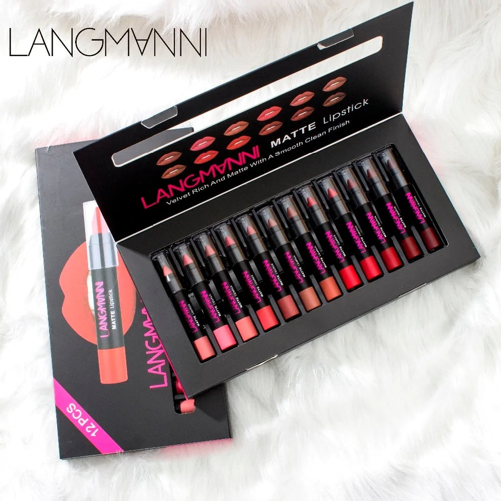 12-Piece Lipstick Set - Long-Lasting and Moisturising Lip Colours