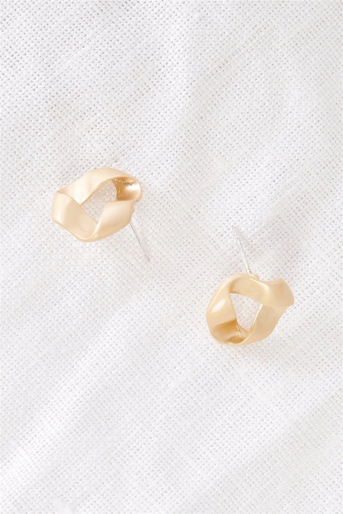 Vintage Matte Gold Twisted Stud Earrings