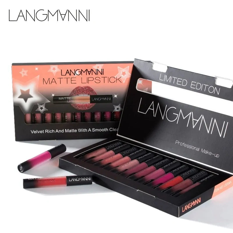 12-Piece Lipstick Set - Long-Lasting and Moisturising Lip Colours