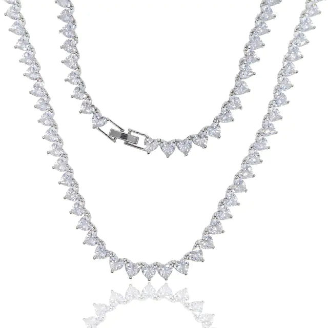 5A Heart Shape CZ Tennis Necklace