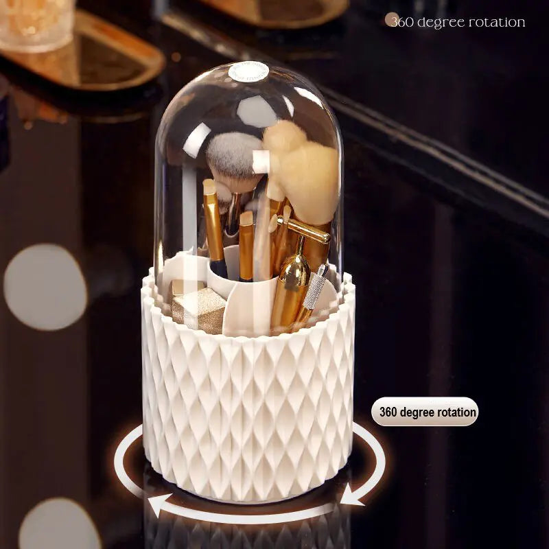 360° Rotating Luxury Brush Barrel Makeup Brush Storage Box - Elegant Cosmetic Organizer