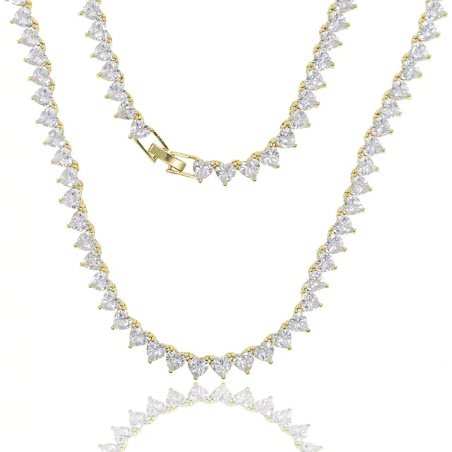 5A Heart Shape CZ Tennis Necklace