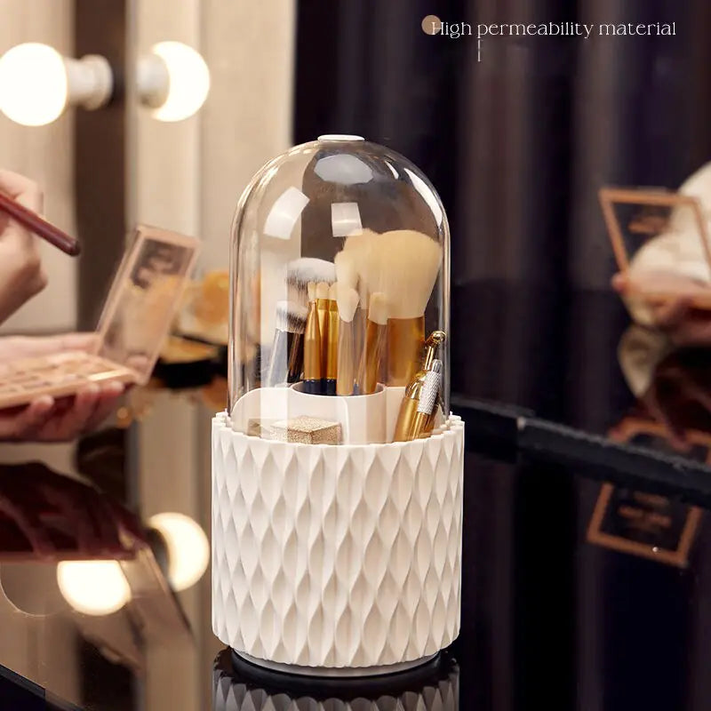 360° Rotating Luxury Brush Barrel Makeup Brush Storage Box - Elegant Cosmetic Organizer