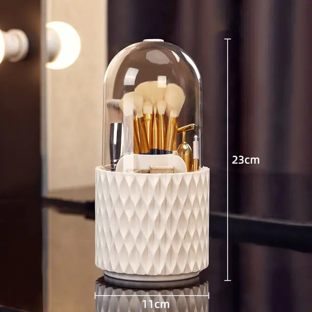 360° Rotating Luxury Brush Barrel Makeup Brush Storage Box - Elegant Cosmetic Organizer