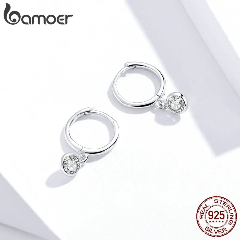 Bamoer 925 Sterling Silver Waterdrop Hoop Earrings (SCE830)