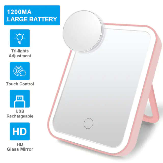Smart Makeup Mirror - Portable Lighted Mirror with Touch Screen