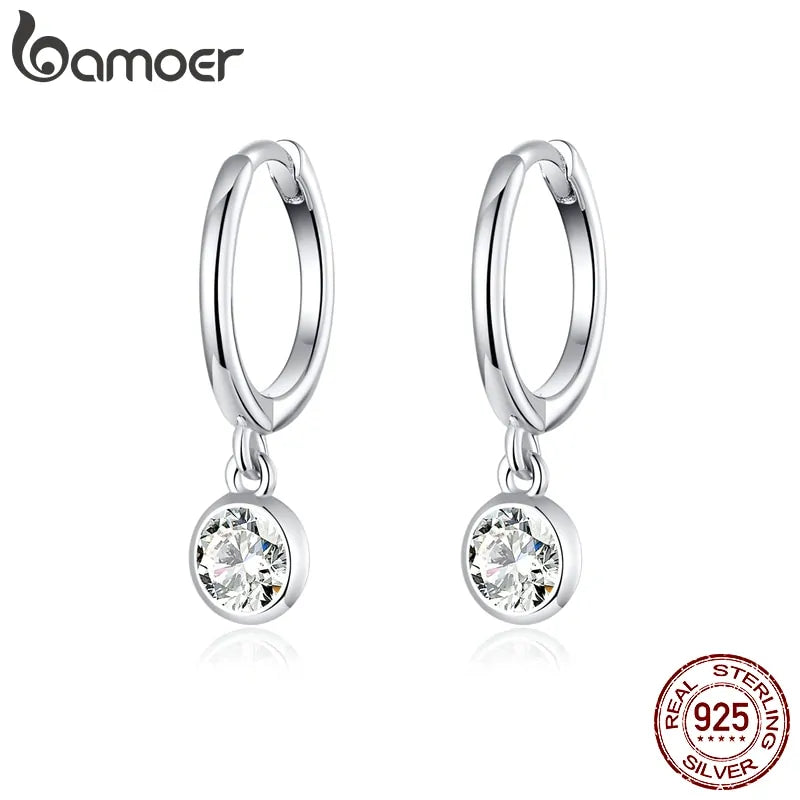 Bamoer 925 Sterling Silver Waterdrop Hoop Earrings (SCE830)