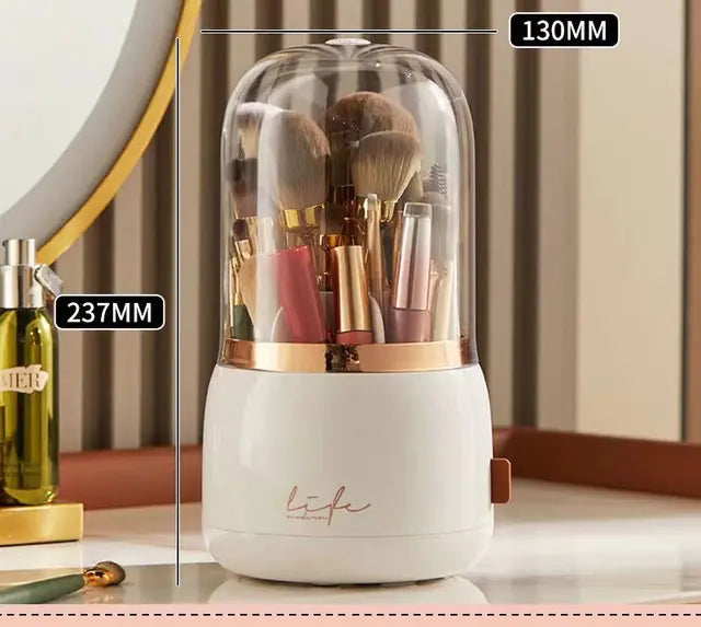 360° Rotating Luxury Brush Barrel Makeup Brush Storage Box - Elegant Cosmetic Organizer