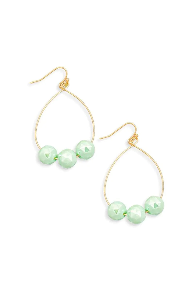 Boho Glass Beaded Wire Hook Teardrop Shape Earrings
