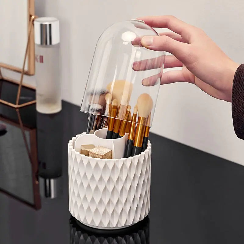 360° Rotating Luxury Brush Barrel Makeup Brush Storage Box - Elegant Cosmetic Organizer