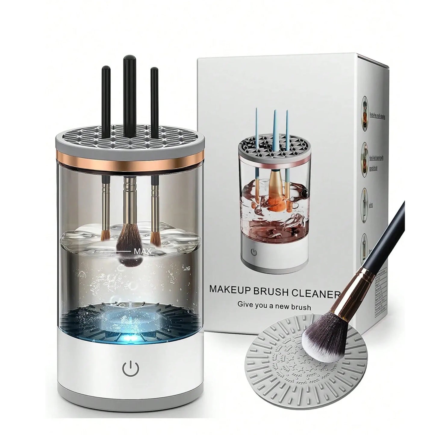 3-in-1 Automatic Makeup Brush Cleaning and Drying Stand - Effortless Brush Care