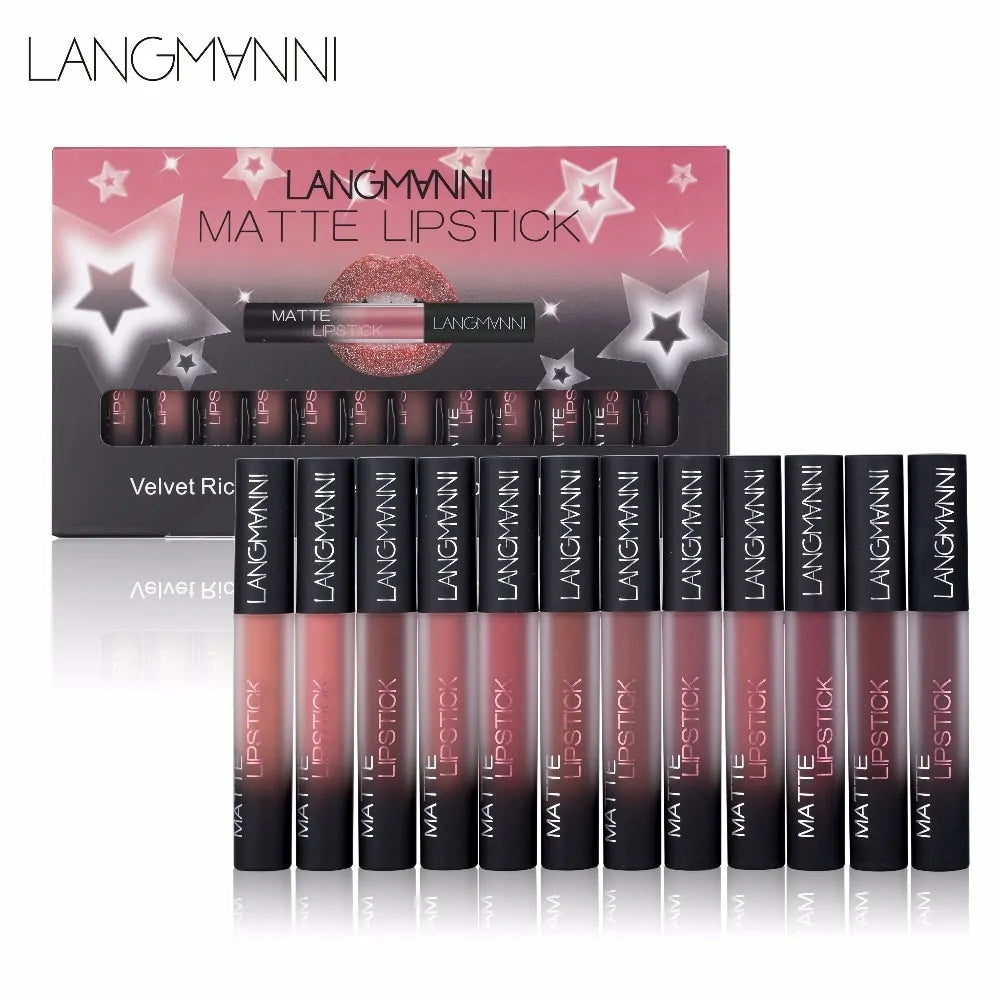 12-Piece Lipstick Set - Long-Lasting and Moisturising Lip Colours