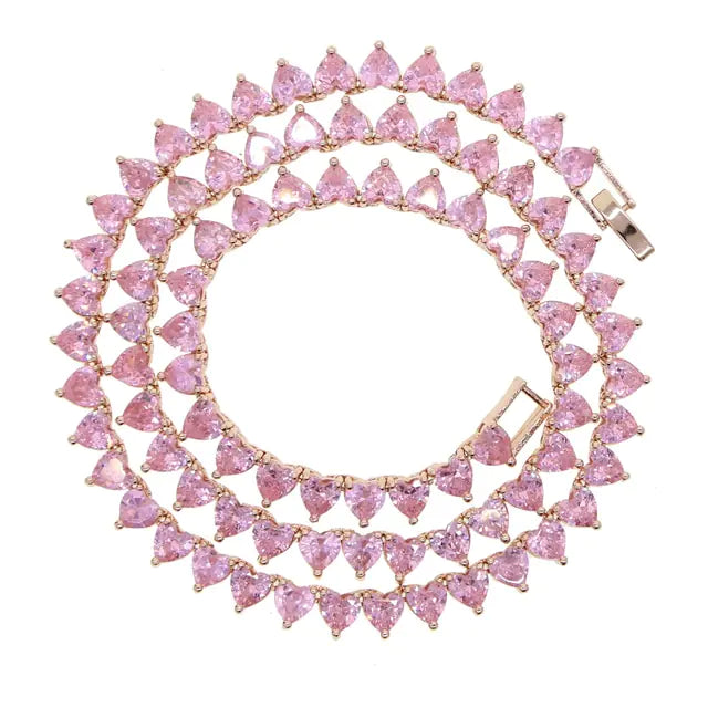 5A Heart Shape CZ Tennis Necklace
