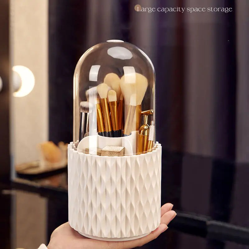 360° Rotating Luxury Brush Barrel Makeup Brush Storage Box - Elegant Cosmetic Organizer