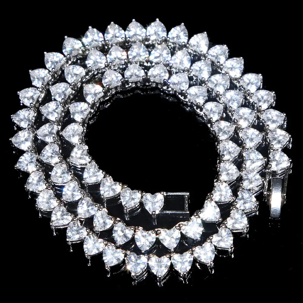5A Heart Shape CZ Tennis Necklace