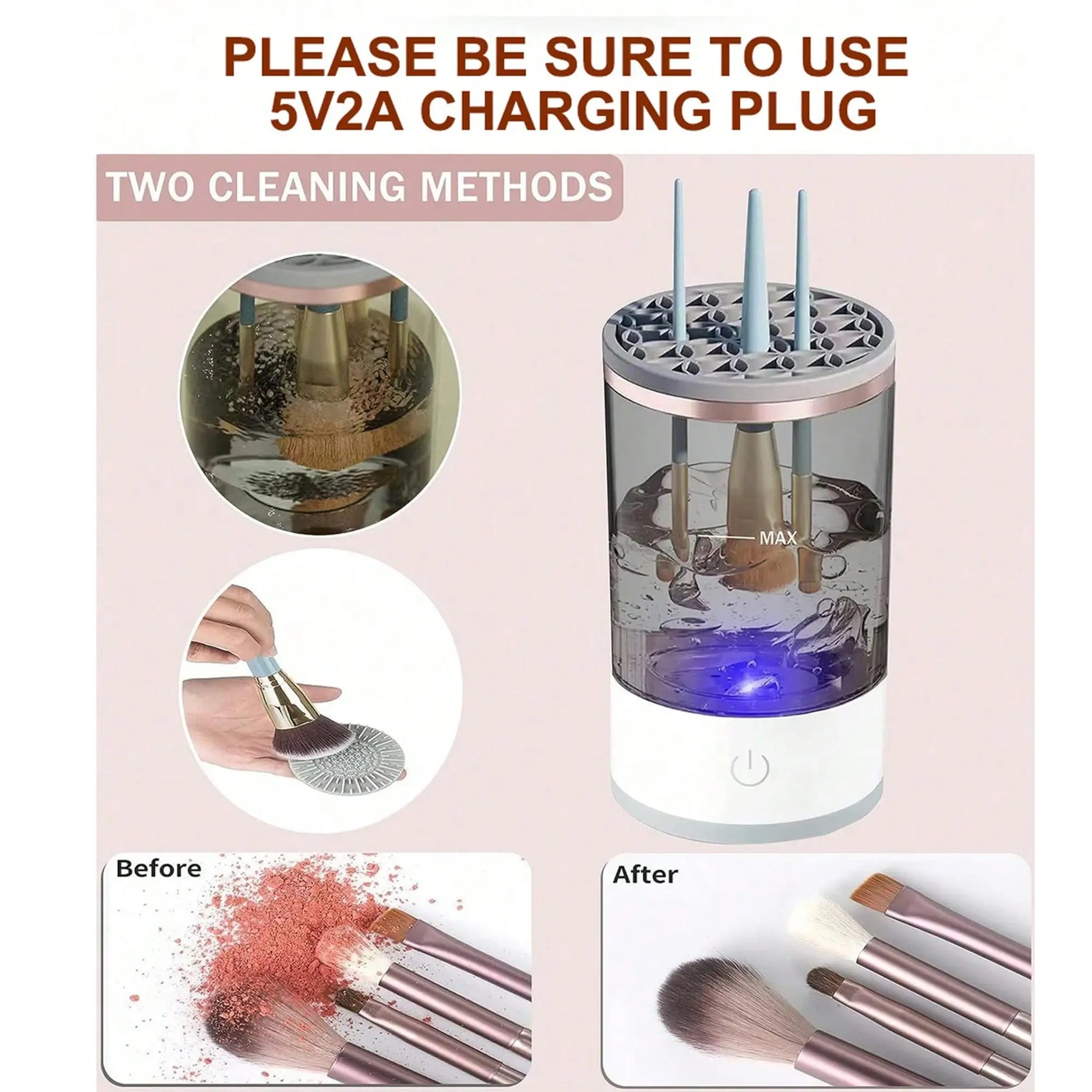 3-in-1 Automatic Makeup Brush Cleaning and Drying Stand - Effortless Brush Care