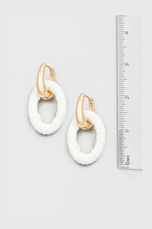 Oval Wrap Cutout Drop Hoop Earrings