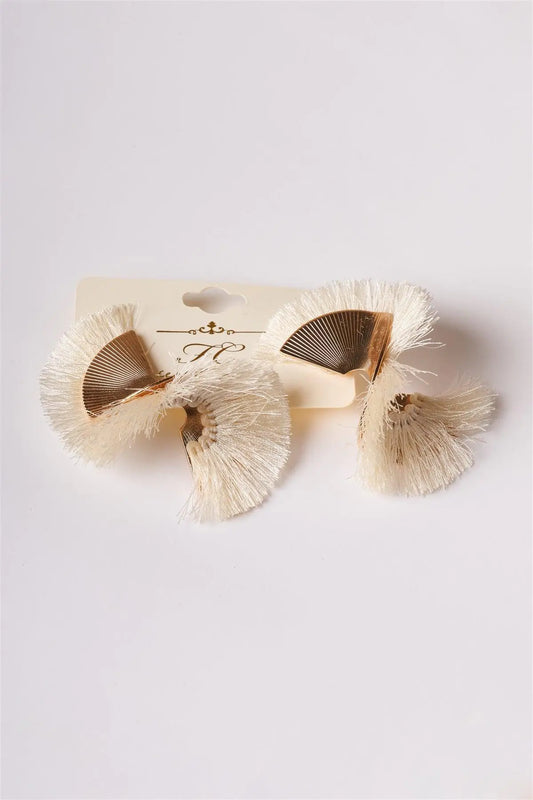 Gold Ivory Retro Chic Twisted Statement Earrings /1 Pair