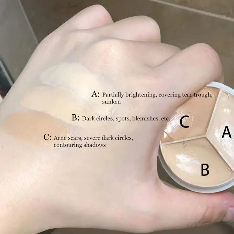 3-Color Concealer Palette Cream - Flawless, Radiant Complexion