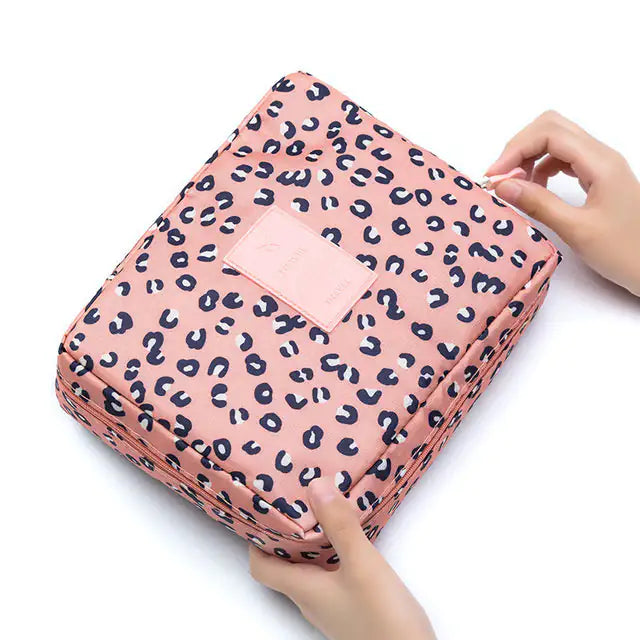 Pink Travel Makeup Organizer Necessity Toiletry Cosmetic Bag