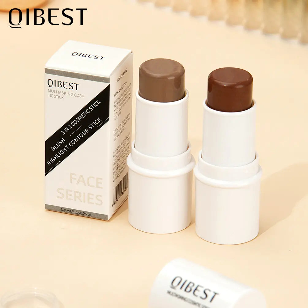 QIBEST Face Makeup Bronzer Stick - Cream Rouge Tint for Contouring & Highlighting