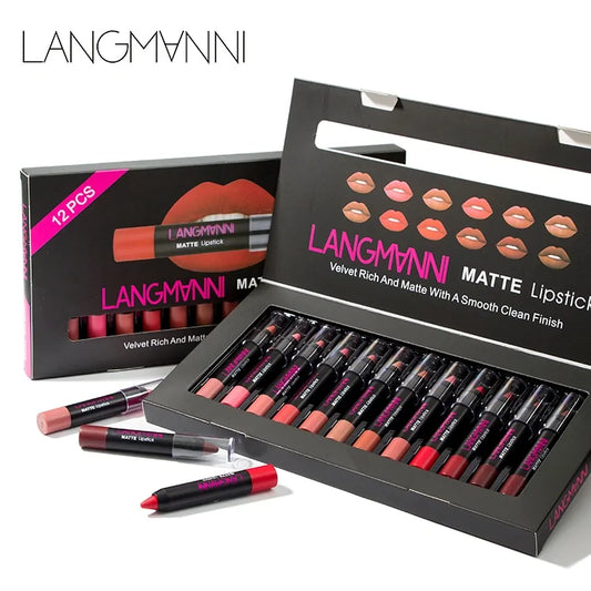 12-Piece Lipstick Set - Long-Lasting and Moisturising Lip Colours