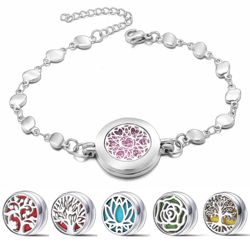 Heart-Shaped Adjustable Aromatherapy Bracelet - Stainless Steel Essential Oil Diffuser Jewelry