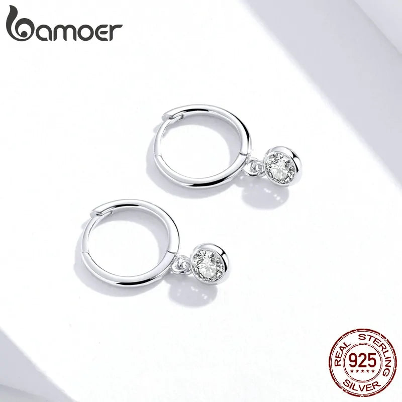 Bamoer 925 Sterling Silver Waterdrop Hoop Earrings (SCE830)